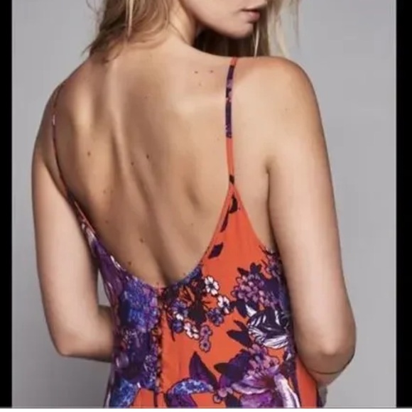 Free People Floral Maxi Dress Spaghetti Strap Backless Long Swing Dress Size 6 - Picture 4 of 12
